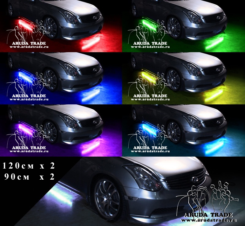 Специализированная круговая светодиодная подсветки днища авто (на пульте, цветная)