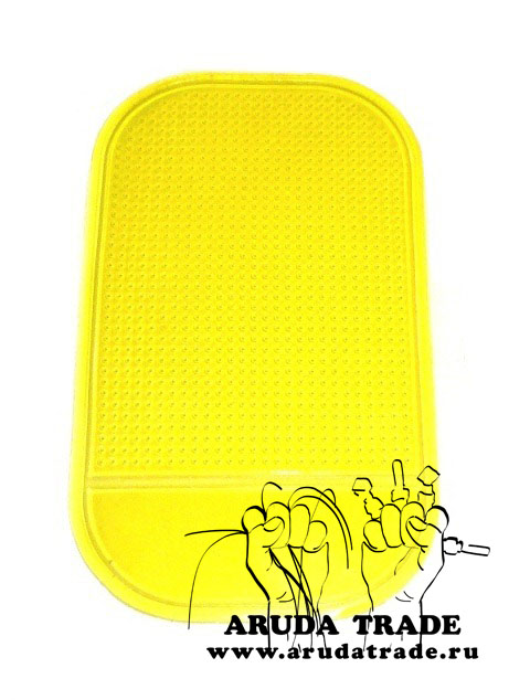 Желтый противоскользящий Нано-коврик на панель авто (размер 8х14см)