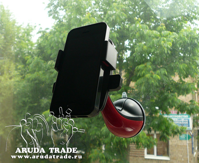 Автомобильный держатель для телефона на лобовое стекло (красный)