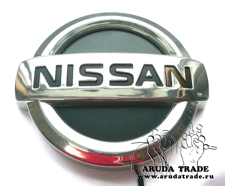 Эмблема Nissan хром - 4D плазма (красная) 10,6 х 9см