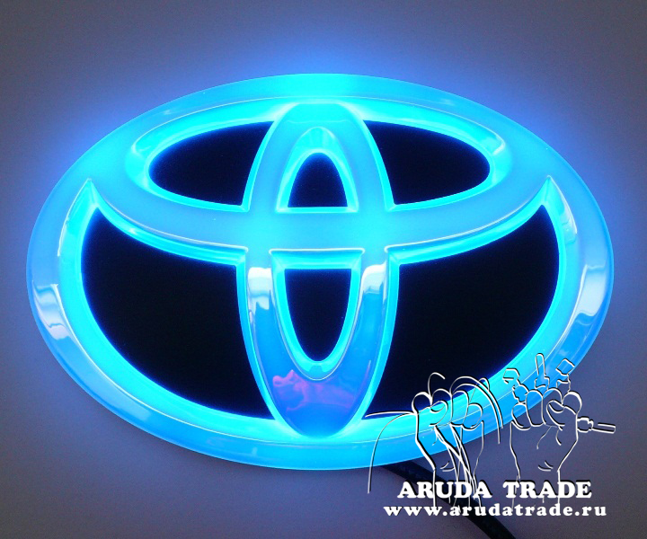 Эмблема Toyota хром - 4D плазма (синяя) 16 х 11см
