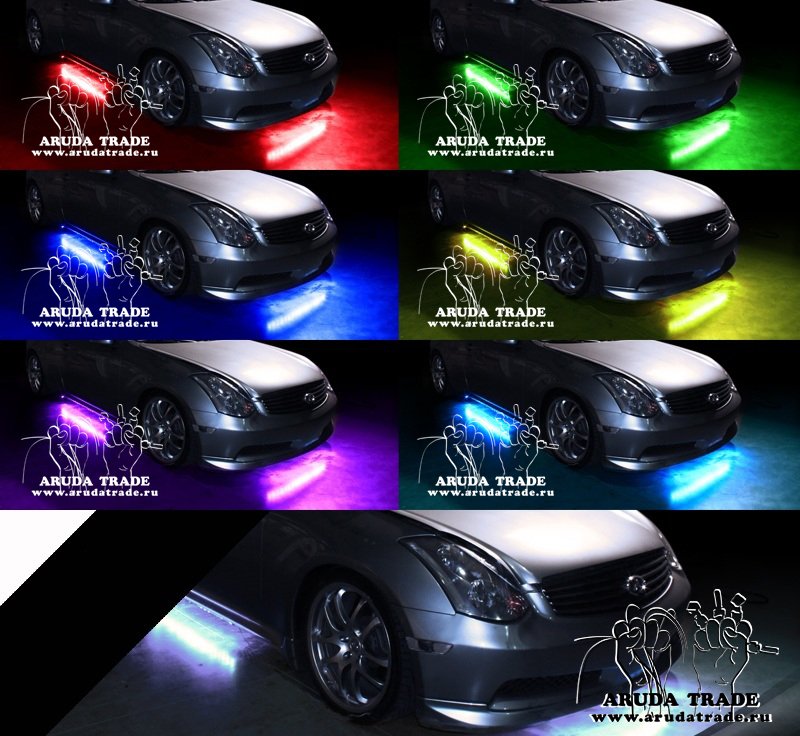 Подсветка днища автомобиля светодиодная управляемая пультом (120*90 см * 2 шт, многоцветная RGB)