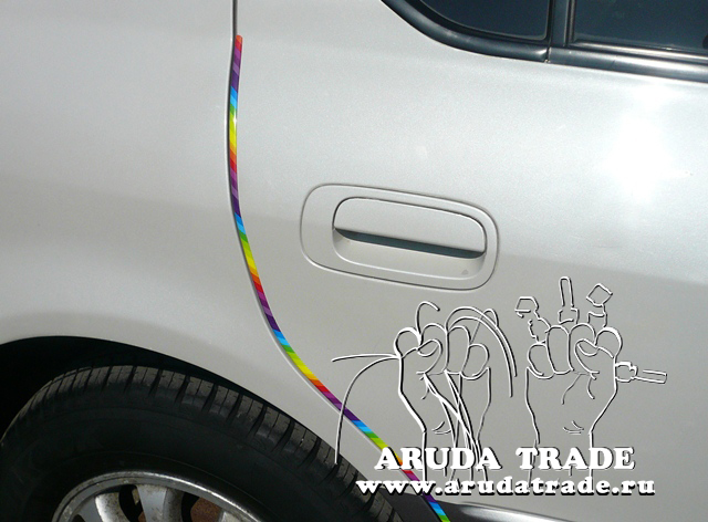 Многоцветный (Радуга) торцевой молдинг отбойник на кузов и двери автомобиля