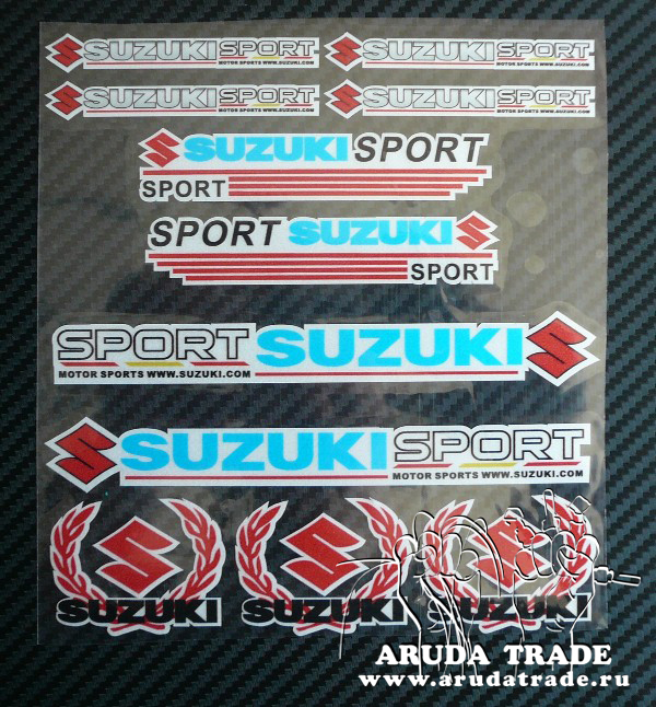Наклейки SUZUKI Sport на одном листе 11шт (светоотражающие)