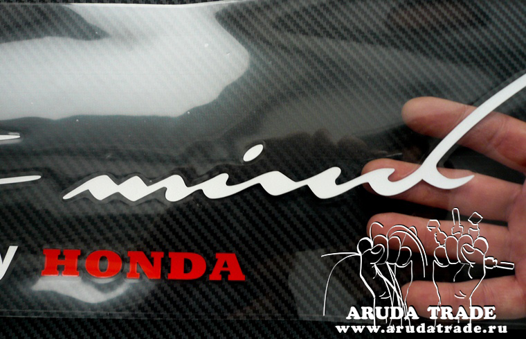 Оракал на кузов Sports mind by Honda, бело-красный (50х15см)