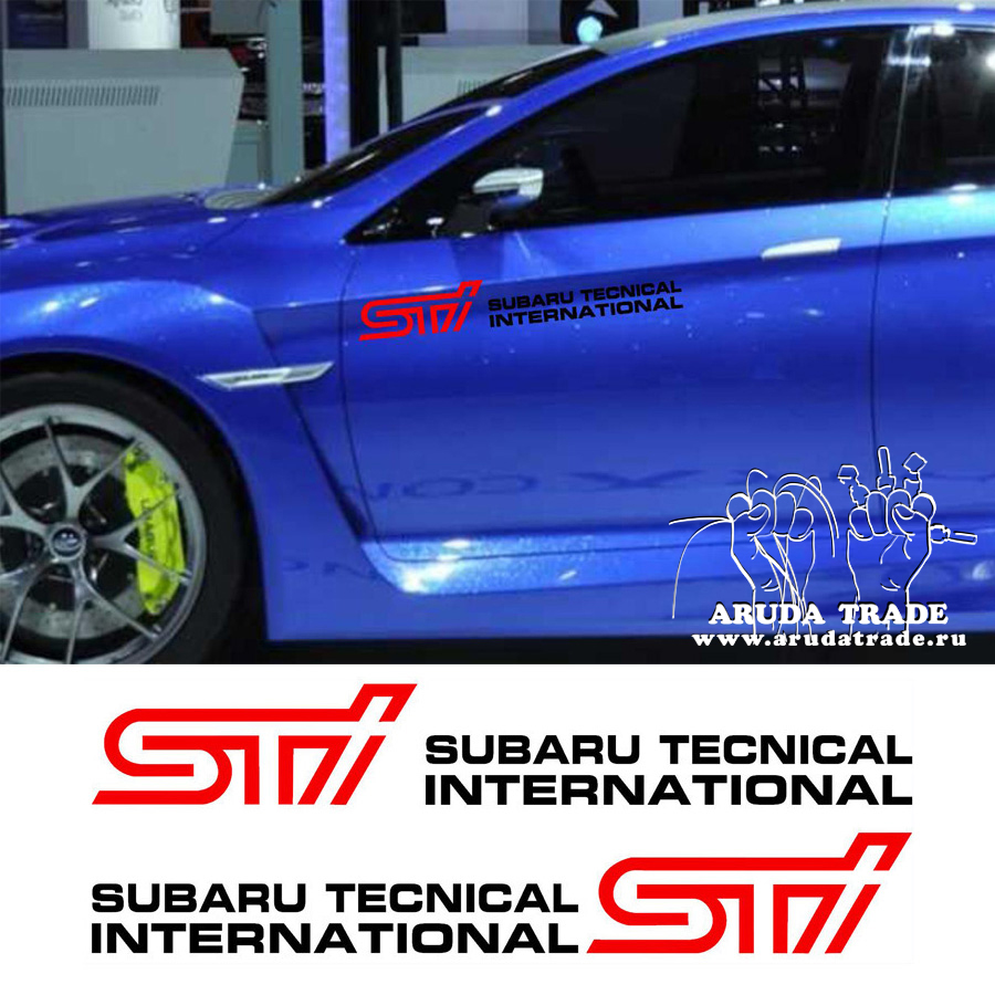 Оракал на кузов Subaru STI парные, бело-красные - 2шт