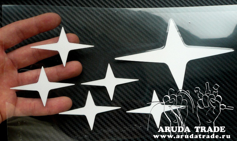 Оракал на стекло Subaru STI звезды белый (92х12см)