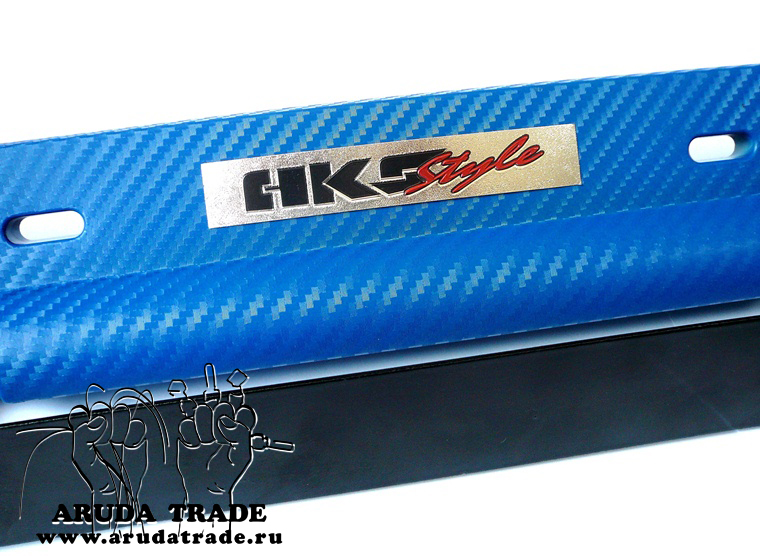 Рамка под номер с изменением угла наклона HKS (под карбон) синяя