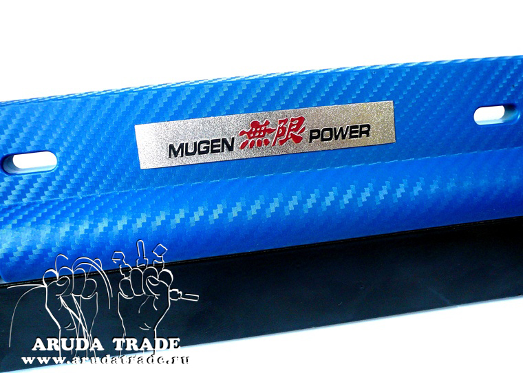 Рамка под номер, изменение угла наклона Honda Mugen (под карбон) синяя