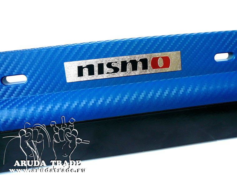 Рамка под номер с изменением угла наклона Nismo (под карбон) синяя