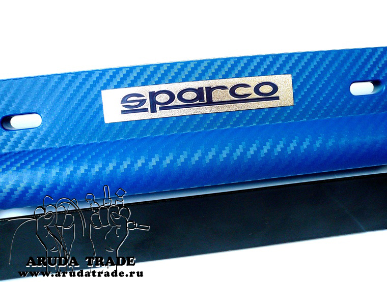 Рамка под номер с изменением угла наклона Sparco (под карбон) синяя