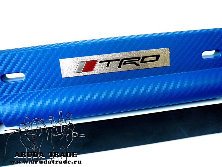 Рамка под номер с изменением угла наклона TRD (под карбон) синяя