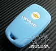Силиконовый чехол на смарт ключ Chevrolet (голубой) 3 кнопки