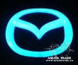Эмблема Mazda хром - 4D плазма (синяя) 12,5 х 9,7см