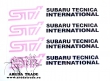 Светоотражающие наклейки на ручки Subaru STI (черные) 4шт. Размер одной надписи: 12см х 1,6см х 0,03 см