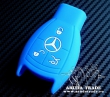 Силиконовый чехол на смарт ключ Mercedes 3 кнопки (синий)