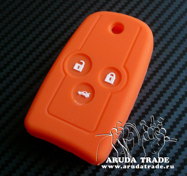 Силиконовый чехол на смарт ключ HONDA 3 кнопки, прорезь (Оранжевый)