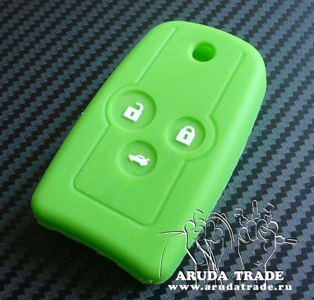 Силиконовый чехол на смарт ключ HONDA 3 кнопки, прорезь (Зеленый)