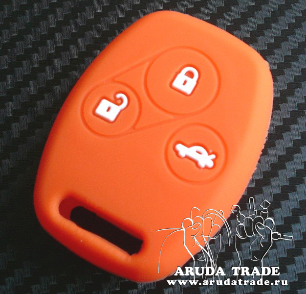 Силиконовый чехол на смарт ключ HONDA 3 кнопки (Оранжевый)