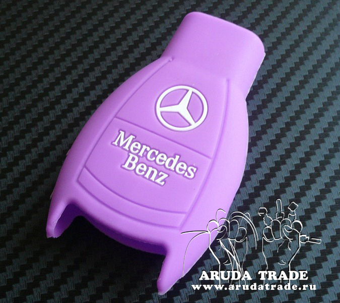 Силиконовый чехол на смарт ключ Mercedes 3 кнопки (фиолетовый)