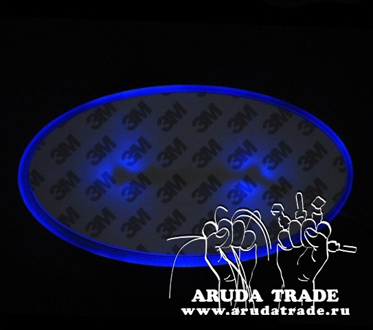 Синяя светодиодная накладка под значок/логотип Subaru (Субару), размер 140x73 мм