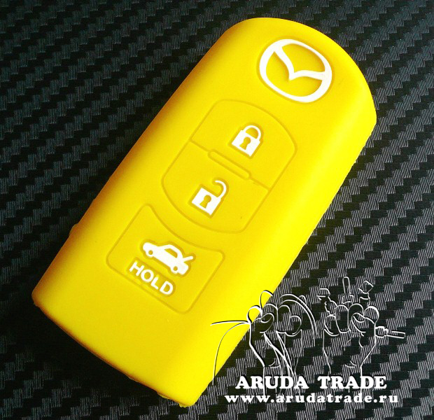 Силиконовый чехол на смарт ключ MAZDA 3 кнопки (желтый)