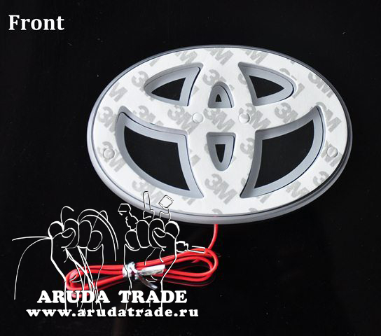 Белая светодиодная накладка под значок/логотип TOYOTA (Тойота), размер 110 мм x 75 мм