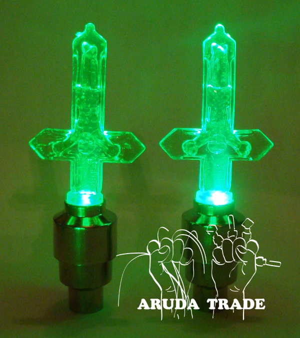 Светодиодные светящиеся колпачки на ниппел - крестики зеленые