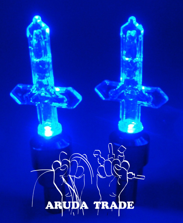 Светожиодные светящиеся колпачки на ниппел - крестики синие